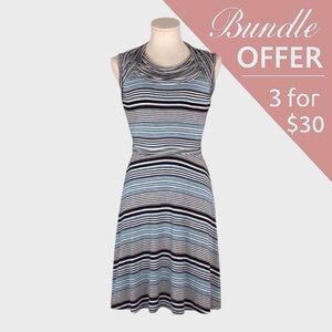 Max Studio Raw Edge Stretch Knit Striped Dress Striped Sleeveless Dress